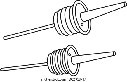 Hand-drawn doodle cartoon style vector image. Bottle pourer bar accessory. For bar menu, bartender website design, cocktail making process illustration, alcohol cookbook decoration etc