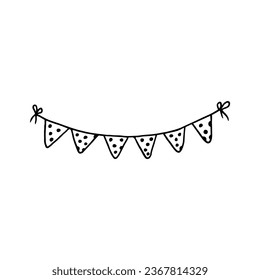 Hand-drawn doodle celebration garland clipart. Cute vector illustration for festive designs.