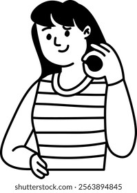 Hand-drawn doodle character making an OK hand gesture. Vector Illustration.