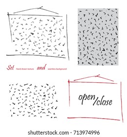 hand-drawn doodle check, tick seamless pattern and variants use. Vector illustration