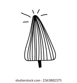 Hand-drawn doodle Christmas tree illustration. Charming vector element for holiday greeting cards, posters, stickers, and seasonal design.