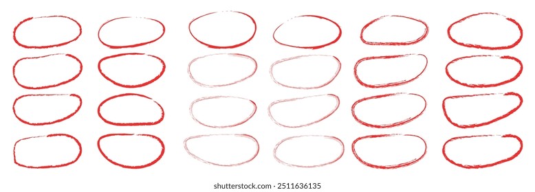 Dibujado a mano doodle círculo destacados. Rotulador de pincel óvalos redondos. Garabato Horizontal elipse inrounder. Marcos de garabato redondos. Ilustración vectorial de la Ilustración vectorial circular pintada a mano alzada de la nota