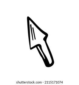 Dibujo manual del doodle haga clic en el icono de flecha. Esbozo negro dibujado a mano. Símbolo de signo. Decoración. Fondo blanco. Aislado. Diseño plano. Ilustración vectorial.