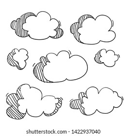 handdrawn doodle cloud illustration  in cartoon style vector