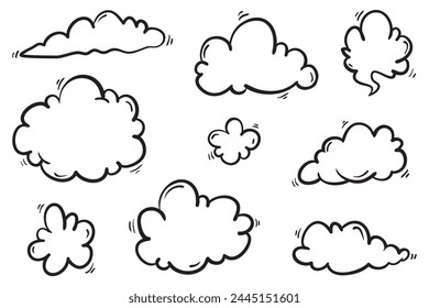 ilustración dibujada a mano de la nube del doodle en el Vector del estilo de dibujos animados