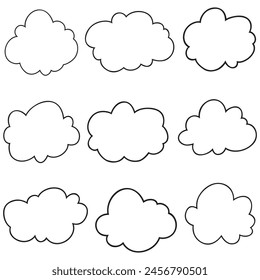 handdrawn doodle cloud illustration in cartoon style vector