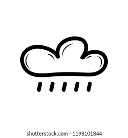 Handdrawn doodle cloud rain icon. Hand drawn black sketch. Sign symbol. Decoration element. White background. Isolated. Flat design. Vector illustration.