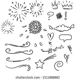 handdrawn doodle collection element set doodle vector