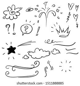 handdrawn doodle collection element set doodle vector