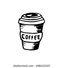Handdrawn doodle cup icon. Hand drawn black sketch. Sign symbol. Decoration element. White background. Isolated. Flat design. Vector illustration.