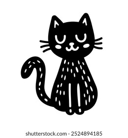 Hand-Drawn Doodle Cute Cat Vector Illustration