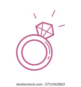 Hand-Drawn Doodle Diamond Ring Icon for Wedding and Love Designs