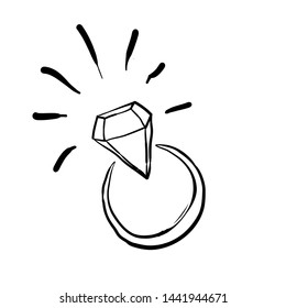 handdrawn doodle diamond ring illustration cartoon style
