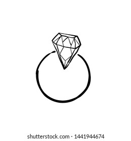 handdrawn doodle diamond ring illustration cartoon style