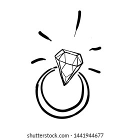 handdrawn doodle diamond ring illustration cartoon style
