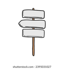 A hand-drawn doodle of a direction post isolated on a white background. Vector illustration.