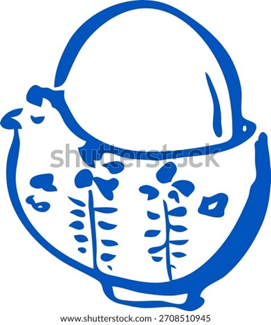 Hand-Drawn Doodle Easter Egg in Chicken Holder Sketch