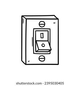 Un doodle hecho a mano de un interruptor eléctrico aislado en un fondo blanco. Ilustración vectorial.