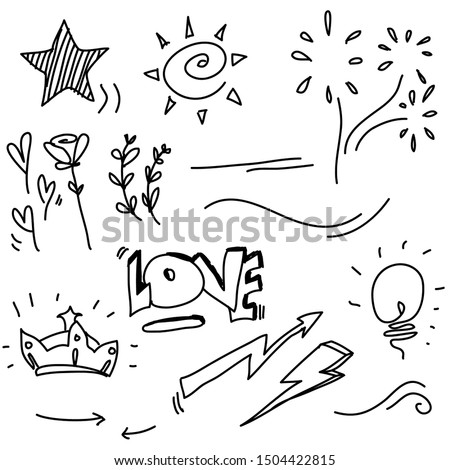 handdrawn doodle element collection with handdrawn cartoon style