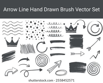 Hand-drawn Doodle Elements Arrows, Crowns, and Shapes. simple flat vector illustration. design elements
