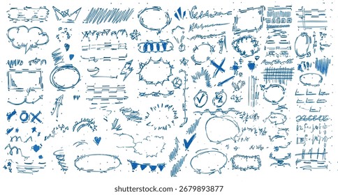 Elementos de doodle desenhados à mão Uma coleção de esboços para design