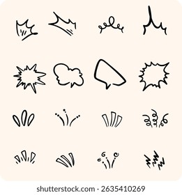 Hand-Drawn Doodle Emphasis Lines and Scribbles Set