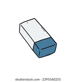 A hand-drawn doodle eraser isolated on a white background. Vector illustration.