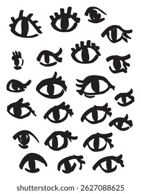 Hand-drawn doodle eyes, artistic style, black ink, creative design