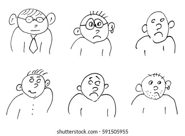 Handdrawn Doodle Faces People Different Styles Stock Vector (Royalty ...