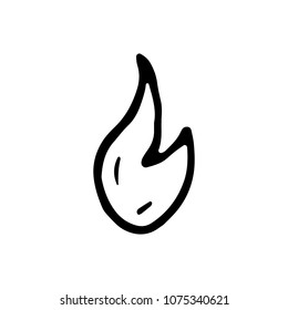 Handdrawn doodle fire icon. Hand drawn black sketch. Sign symbol. Decoration element. White background. Isolated. Flat design. Vector illustration.