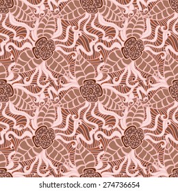 Hand-drawn doodle floral seamless pattern. Vector illustration