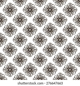 Hand-drawn doodle floral seamless pattern. Vector illustration