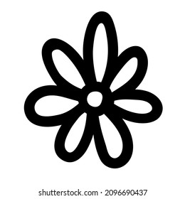 flor de doodle dibujada a mano. ilustración de dibujos animados aislados vectoriales. impresión de línea