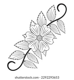 
Hand-drawn doodle flowers, Botanical Floral tropical branches doodle flower symbol, floral wreath, freehand daisy flower, design elements floral Coloring pages, and Floral vector illustration   

