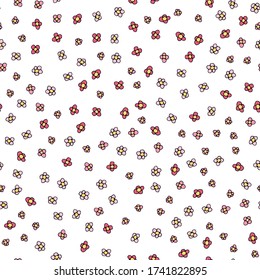 Handdrawn doodle flowers and leaves vector seamless pattern. Spring summer print for fabric and paper. Stem petals branches herb in sketchy style.
