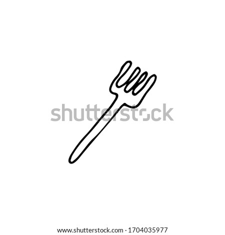 Hand-drawn doodle forks. Black-white vector illustration for web, booklets, textiles.