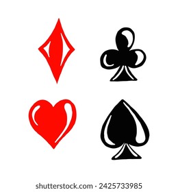 Hand-Drawn Doodle of the Four Classic Playing Card Suits in Bold Colors