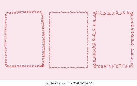 Hand-drawn doodle frame for wedding cards, invitation templates etc. Whimsical scribble border line art style vector illustration.