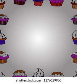 Hand-drawn doodle frames. Seamless. Sketch icons for invitation, flyer, poster. Picture in white, black and orange colors. Vector.