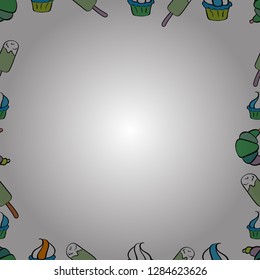Hand-drawn doodle frames.Illustration in neutral, white and green colors. Vector illustration. Seamless pattern.