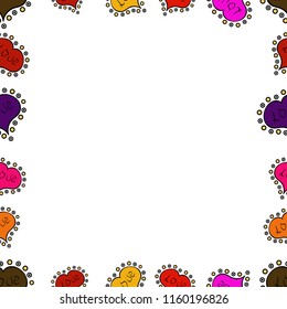 Hand-drawn doodle frames.Illustration in white, black and red colors. Vector illustration. Seamless pattern.