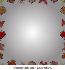 Hand-drawn doodle frames.Illustration in white, orange and black colors. Vector illustration.