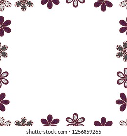 Hand-drawn doodle frames.Illustration in white, purple and red colors. Seamless pattern. Vector illustration.