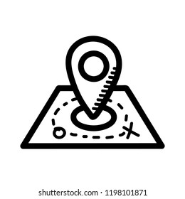 Handdrawn doodle gps icon. Hand drawn black sketch. Sign symbol. Decoration element. White background. Isolated. Flat design. Vector illustration.