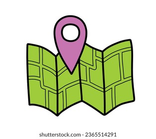 Handdrawn doodle gps map icon.