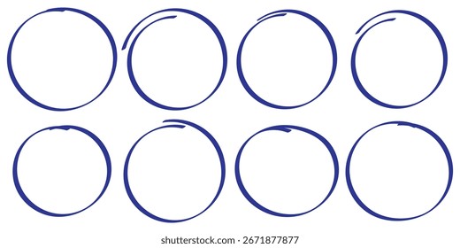 Handgezeichnete Doodle Grunge Kreis Highlights. Kohlestift runde Ovale. Marker Kratzer Kritzeln Inrounder. Umriss des Zeichnungslinien-Clipart-Symbols. 10 EPS