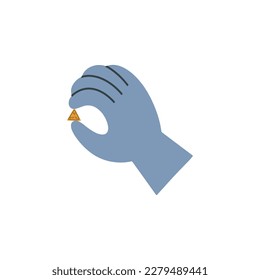 Hand-drawn doodle hand with dice. Simple doodle vector colored illustration