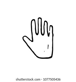 Handdrawn doodle hand icon. Hand drawn black sketch. Sign symbol. Decoration element. White background. Isolated. Flat design. Vector illustration.