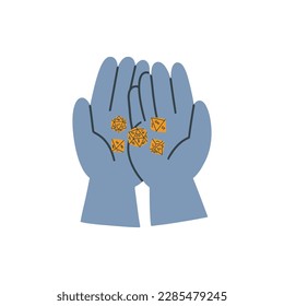 Manos de garabatos con prejuicios. Ilustración simple de doodle de color vectorial