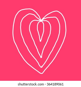 Hand-drawn doodle happy valentines day postcard print with hearts lettering letters red. Design elements. Doodle hand drawn style illustration for greeting card, t-shirts and bags print, scrapbooking